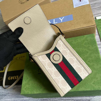 gg Ophidia Mini Bag Beige And White gg Supreme Canvas For Women  7in/17.5cm gg 