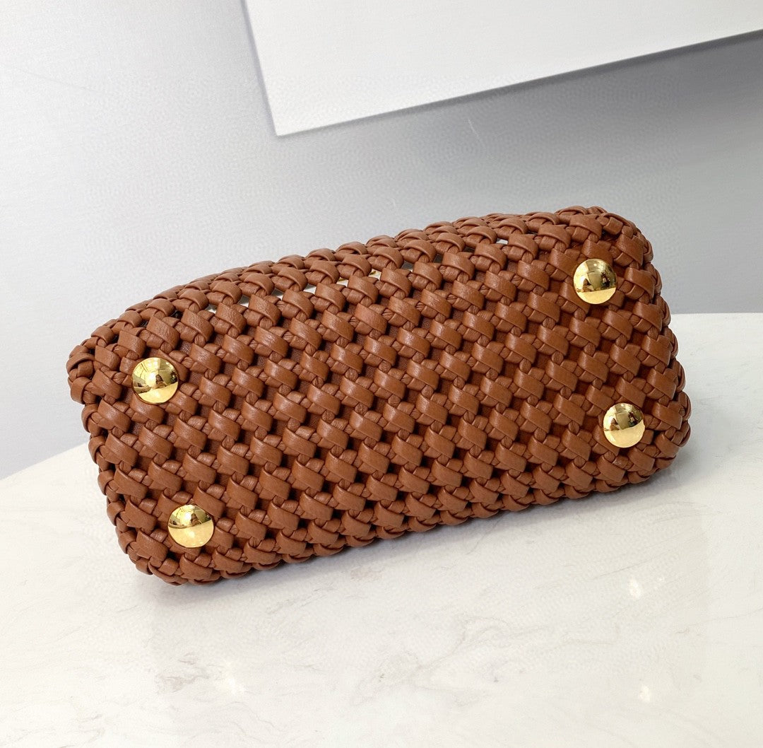 FI Peekaboo Mini Brown Braided Bag For Woman 18cm/7in