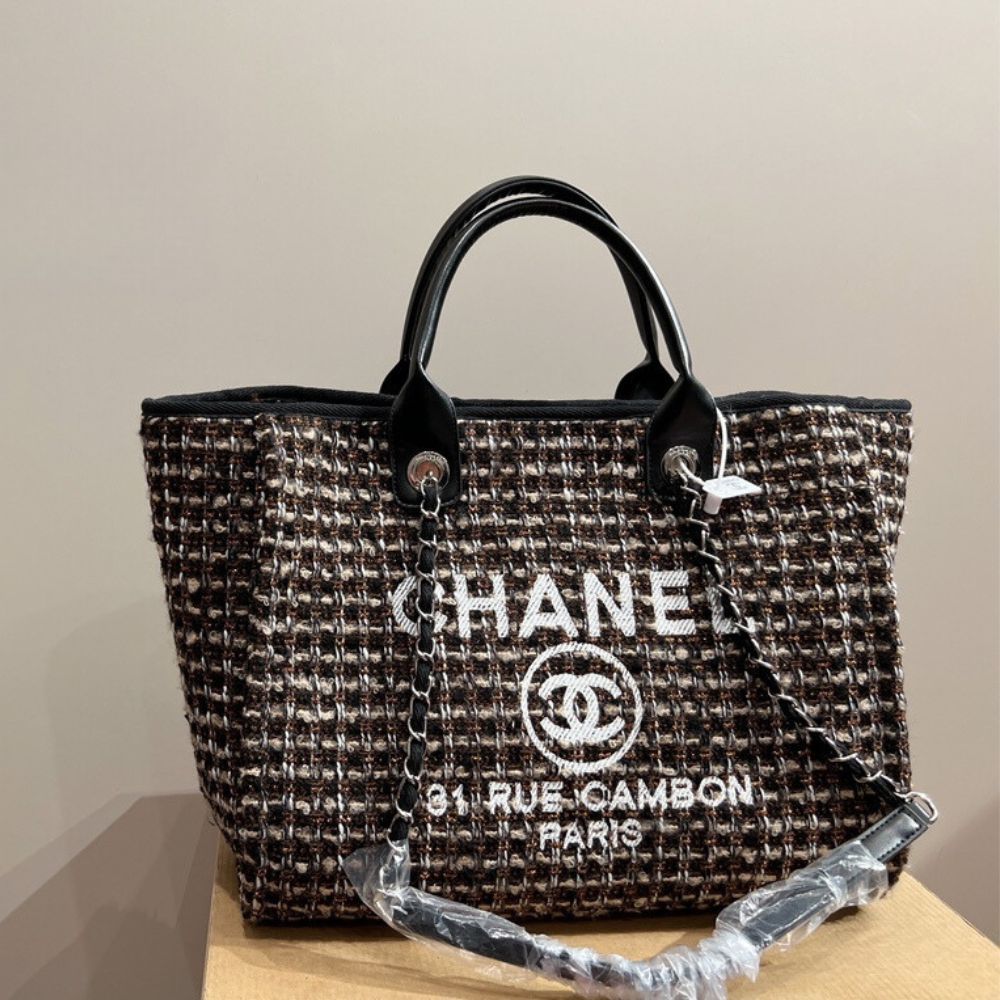 CC DEAUVILLE LARGE TOTE SHOPPING BAG BLACK 38CM