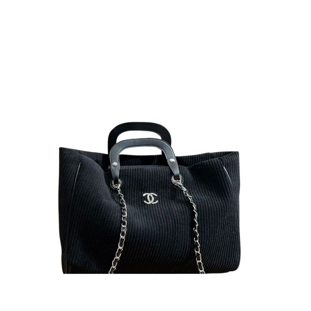 CC DEAUVILLE LARGE TOTE SHOPPING BAG BLACK 40CM