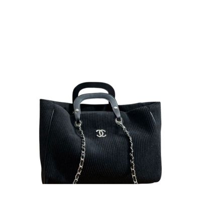 CC DEAUVILLE LARGE TOTE SHOPPING BAG BLACK 40CM