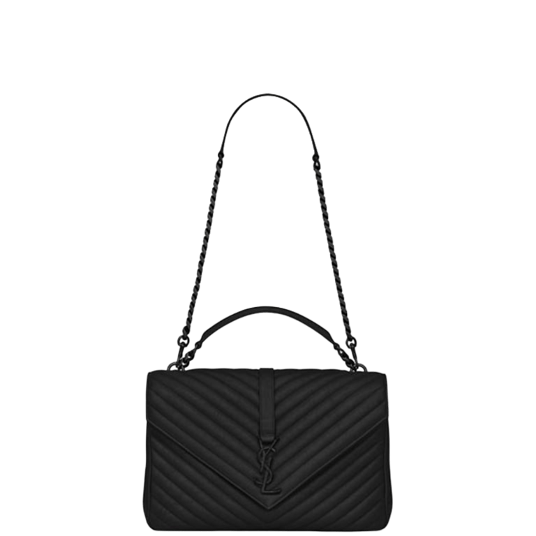 SAINT LAURENT COLLEGE LARGE CHAIN BAG BLACK TONE HARDWARE 32CM