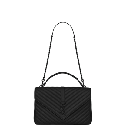 SAINT LAURENT COLLEGE LARGE CHAIN BAG BLACK TONE HARDWARE 32CM