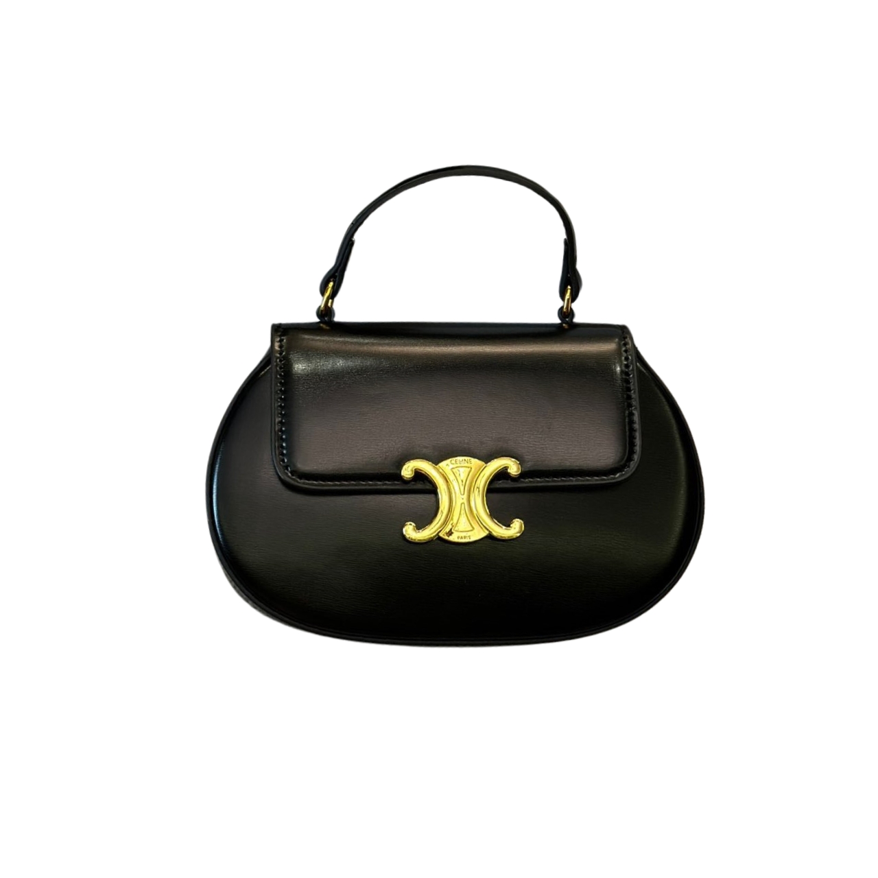 CE BESACE CLEA SQUARE FLAP BAG IN SHINY CALFSKIN BLACK 20CM