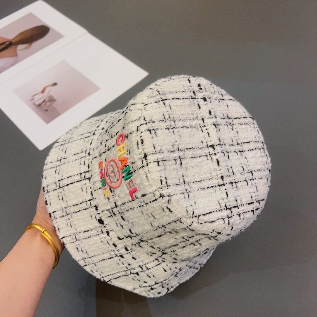 CC FANTASY TWEED MULTICOLOR LOGO BUCKET HAT WHITE