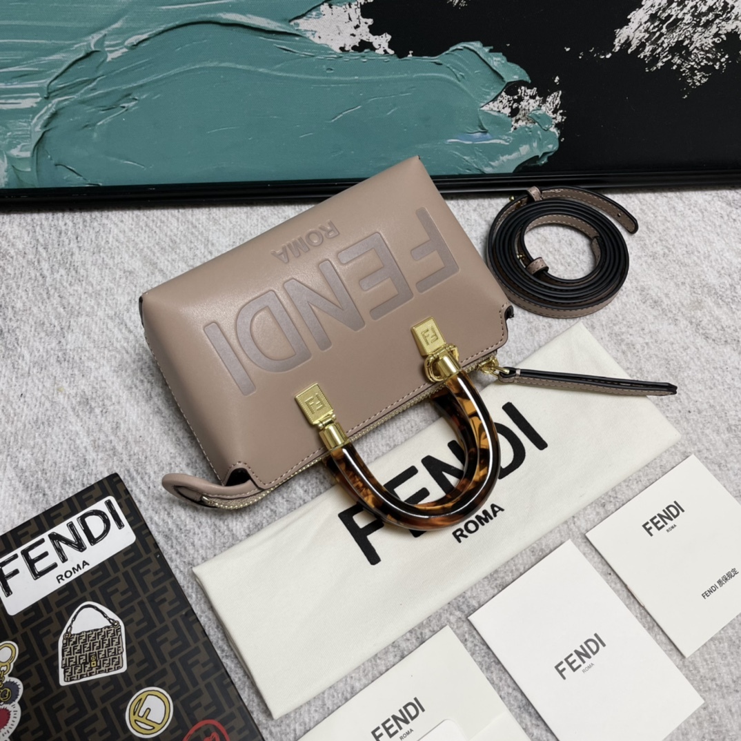 FD BY THE WAY MINI SMALL BOSTON BAG BEIGE 18CM 8BS067ABVLF0E65