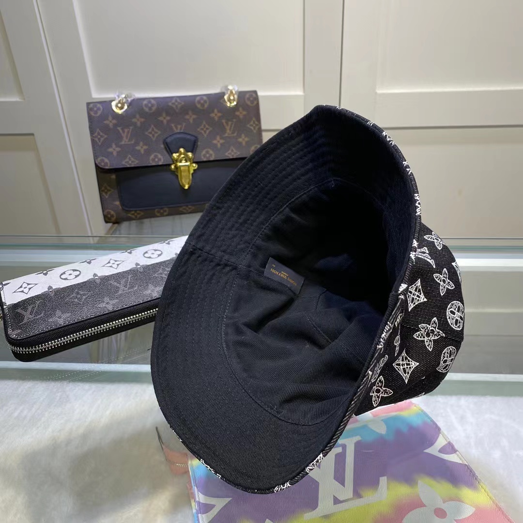 LV MONOGRAM JACQUARD DENIM BUCKET HAT BLACK