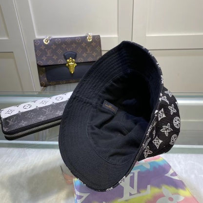 LV MONOGRAM JACQUARD DENIM BUCKET HAT BLACK