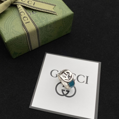 GG GG INTERLOCKING SILVER RING YBC645572001