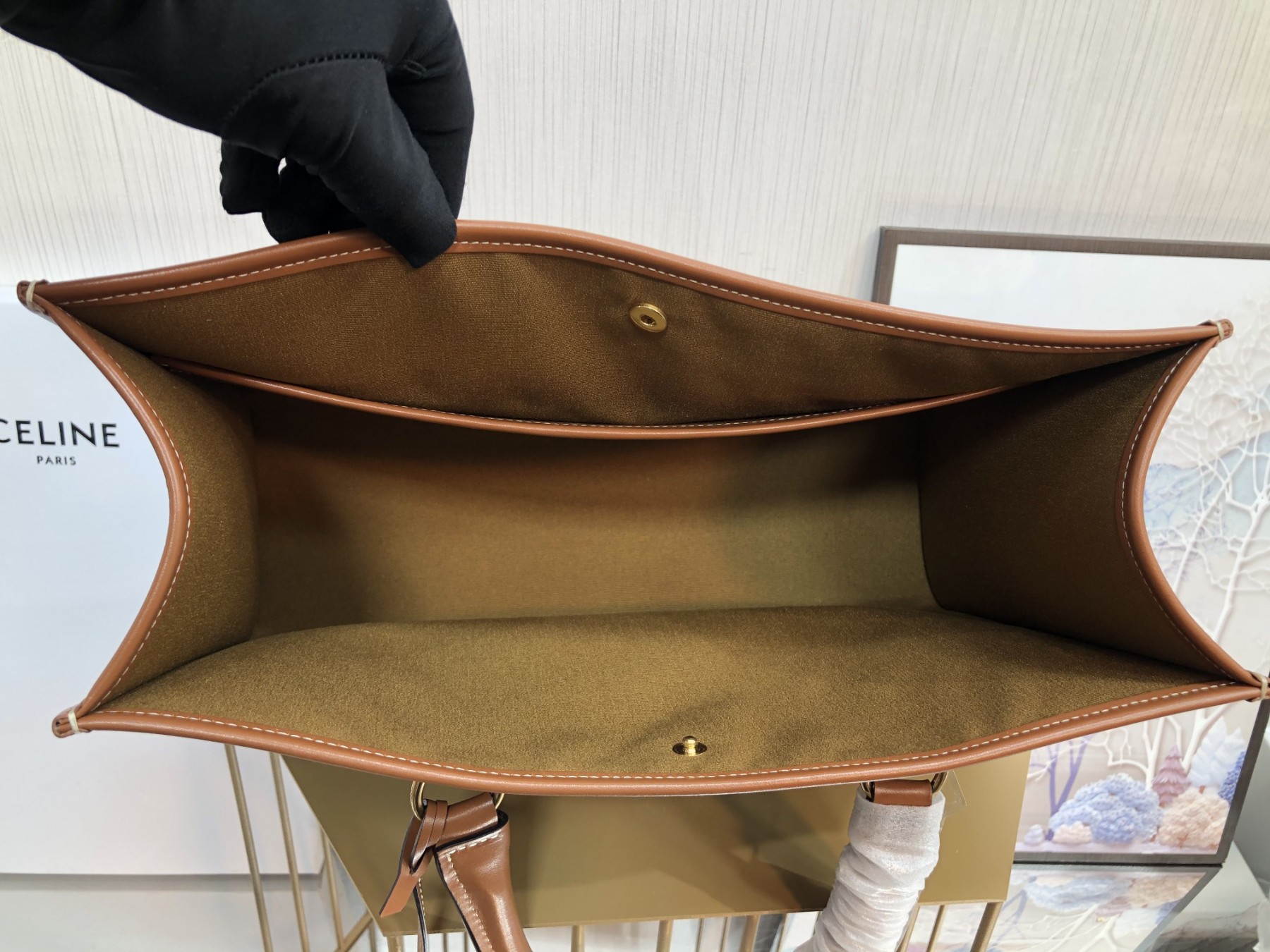 CE MINI HORIZONTAL CABAS IN TRIOMPHE CANVAS AND CALFSKIN TAN 199742BZJ04LU