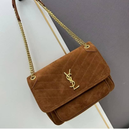 YSL NIKI BABY CHAIN BAG IN SUEDE BROWN 6237483