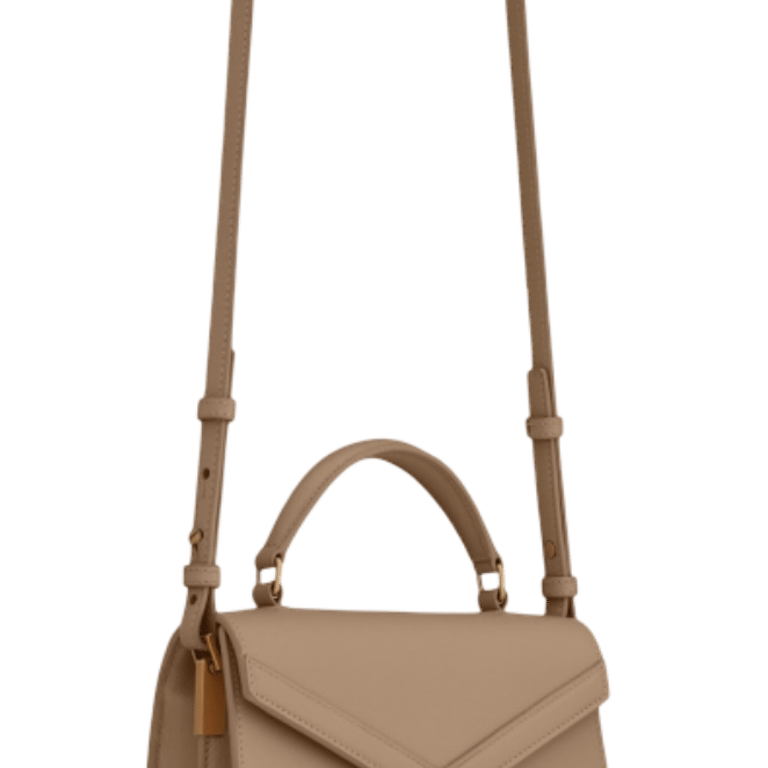 SAINT LAURENT CASSANDRA MEDIUM TOP HANDLE IN GRAIN DE POUDRE EMBOSSED DARK BEIGE 24CM