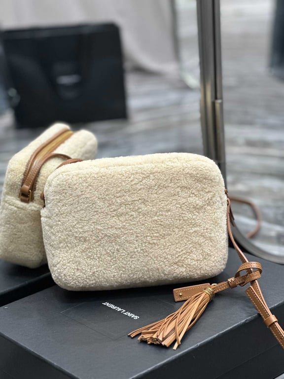 SAINT LAURENT LOU CAMERA BAG IN MERINO SHEARLING BEIGE HIGH QUALITY