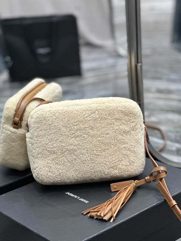 SAINT LAURENT LOU CAMERA BAG IN MERINO SHEARLING BEIGE HIGH QUALITY