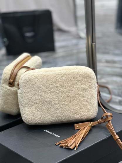 SAINT LAURENT LOU CAMERA BAG IN MERINO SHEARLING BEIGE HIGH QUALITY