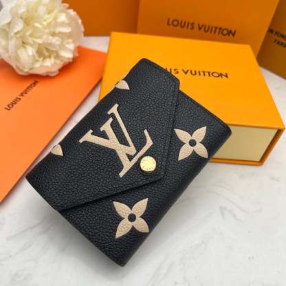 LOUIS VUITTON VICTORINE WALLET BLACK AND BEIGE 12CM M80968