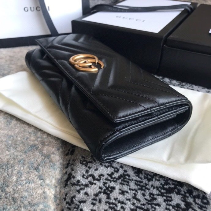 GG MARMONT CONTINENTAL WALLET 19CM BLACK E443436 DTD1T 1000