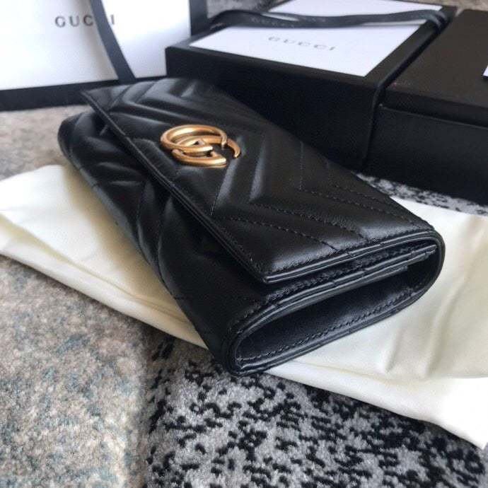 GG MARMONT CONTINENTAL WALLET 19CM BLACK E443436 DTD1T 1000
