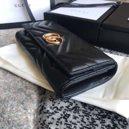 GG MARMONT CONTINENTAL WALLET 19CM BLACK E443436 DTD1T 1000