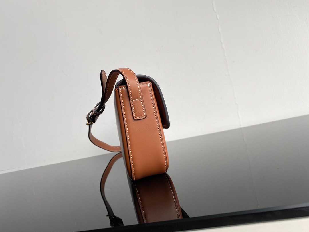 CE TRIOMPHE SHOULDER BAG IN SHINY CALFSKIN BROWN 194143BFN04LU