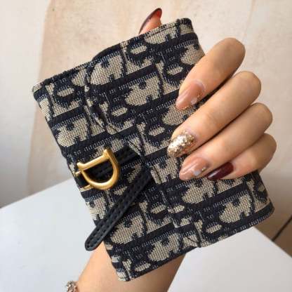 dir SADDLE NANO POUCH BLUE AND BEIGE OBLIQUE JACQUARD 11CM S5654CTZQ