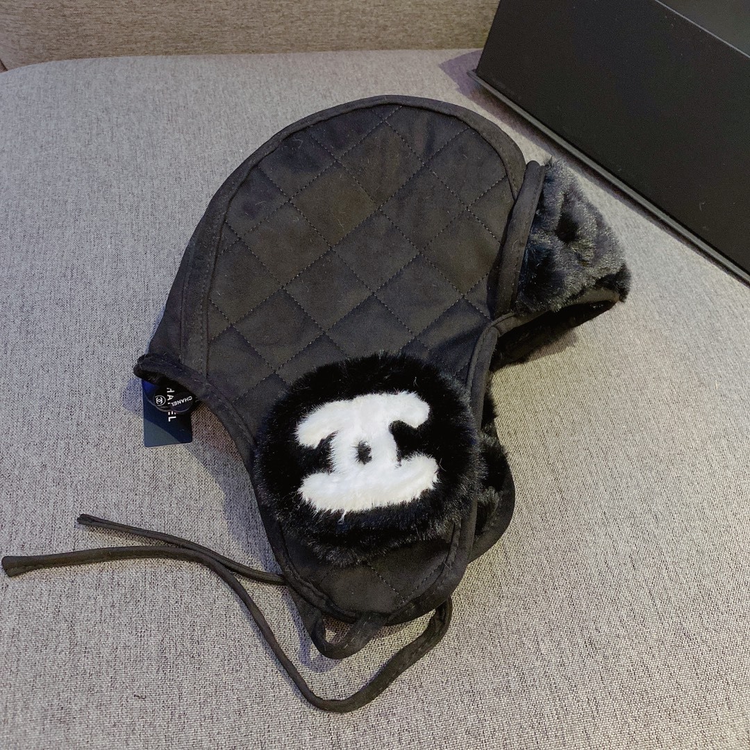 CC SHEEPSKIN AVIATOR SHEARLING HAT BLACK