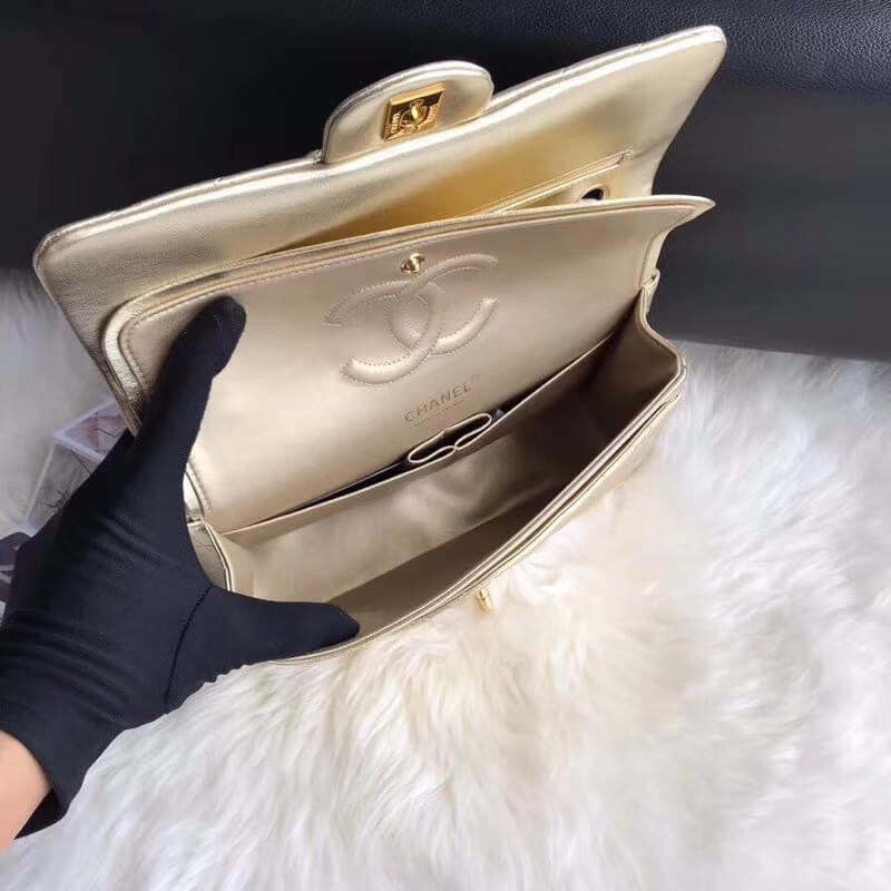 1112 Gold Medium Size 2.55 Lambskin Leather Flap Bag