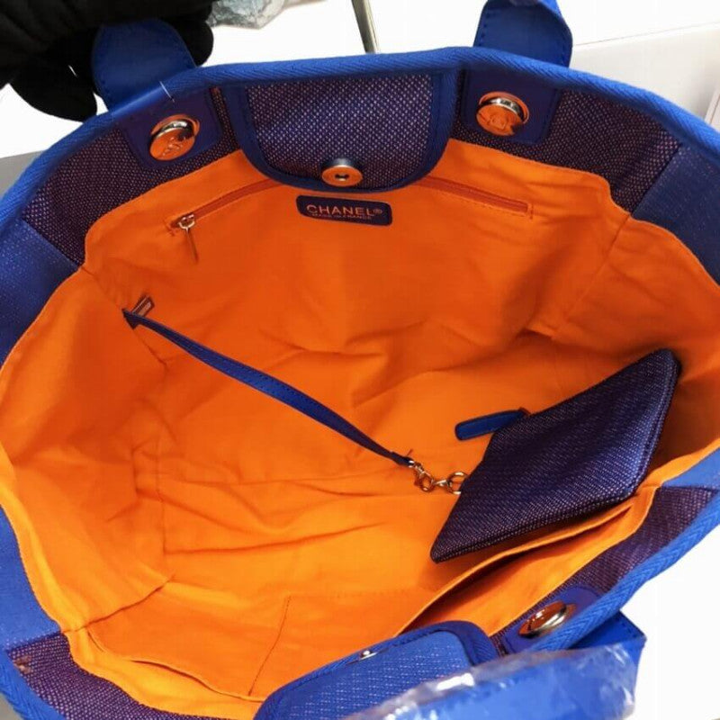 21S Deauville Blue Orange Large Shopping Bag A66941
