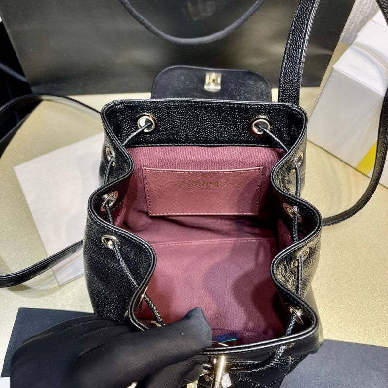 Business Affinity Mini Backpack in Black Caviar AS3530