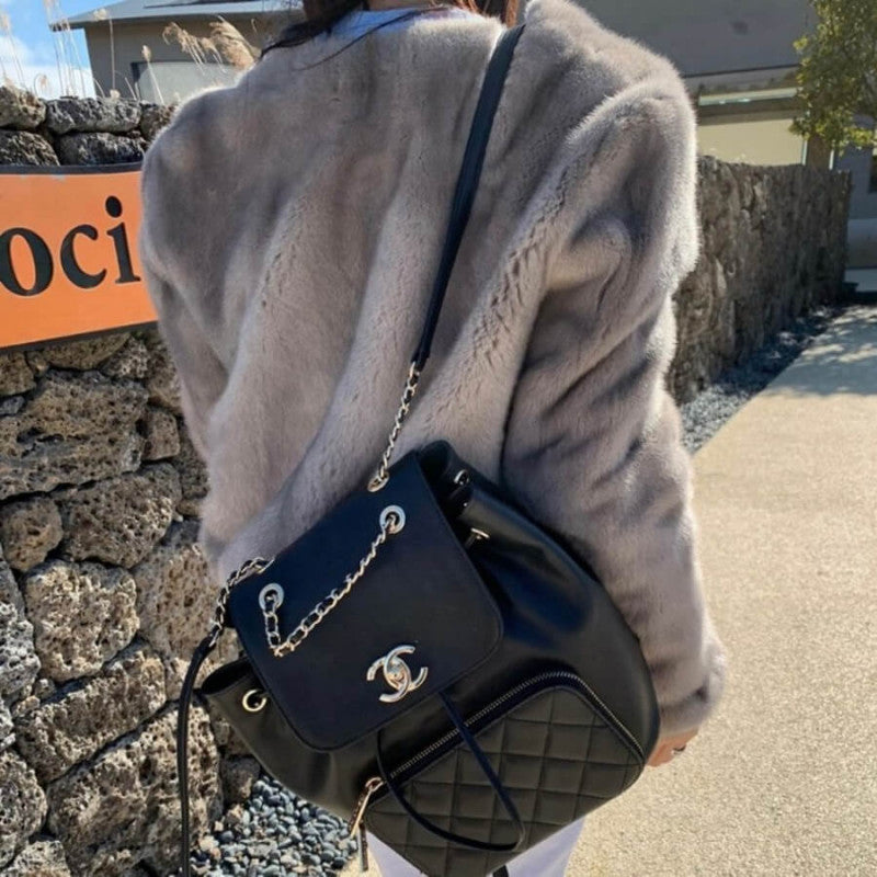 Business Affinity Mini Backpack in Black Caviar AS3530