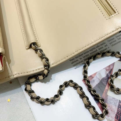 Chevron Crinkled Calfskin Gabrielle Wallet on Chain WOC Bag A86025