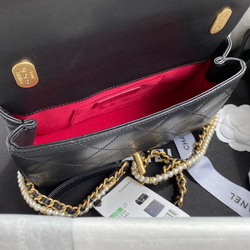 Crystal Pearls Chain Flap Bag AS2210