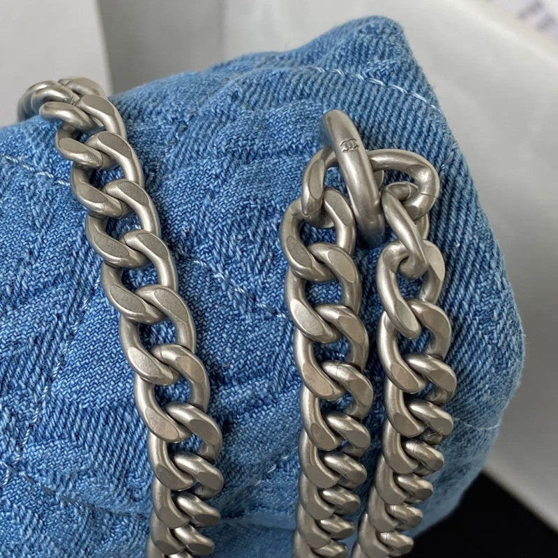 Heart Crush Chain Flap Bag in Denim Blue AS3829