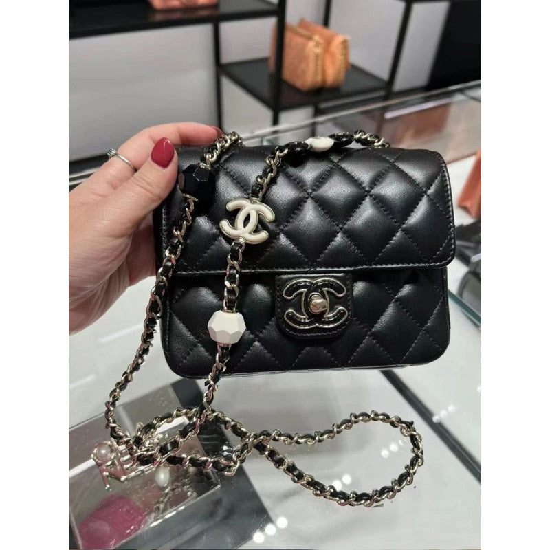 Mini Flap Bag in Black Lambskin AS3782