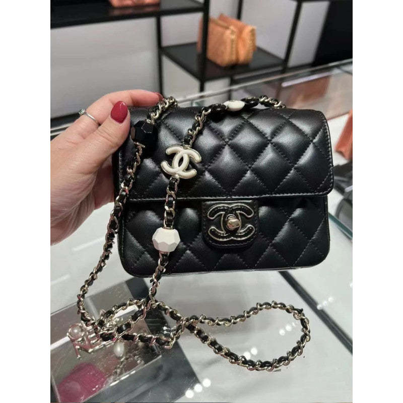 Mini Flap Bag in Black Lambskin AS3782