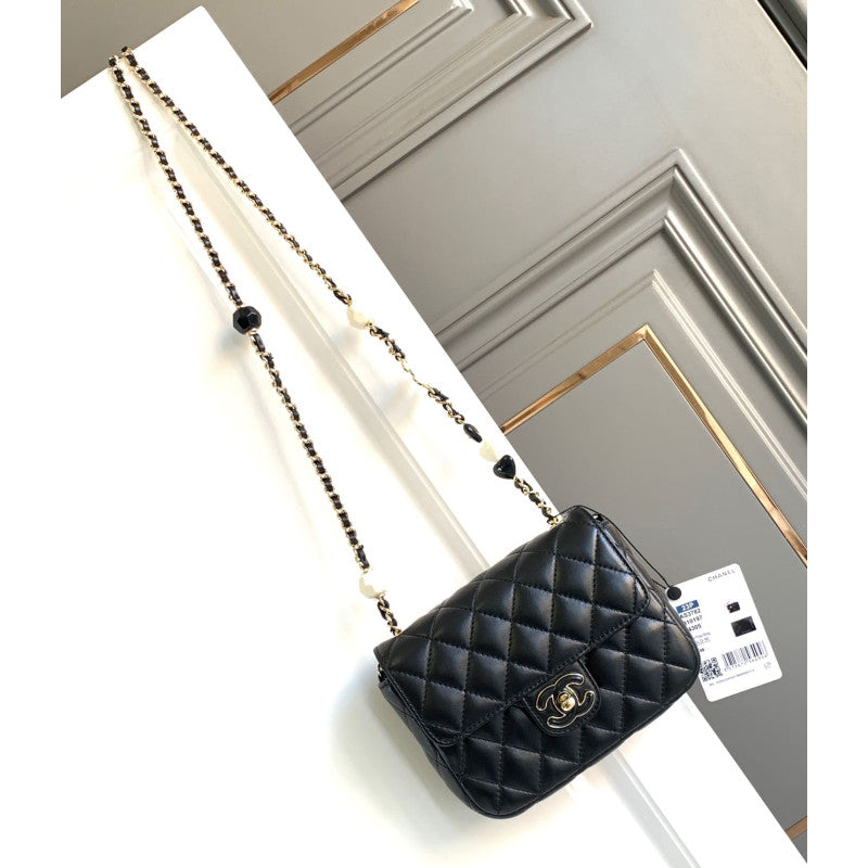Mini Flap Bag in Black Lambskin AS3782