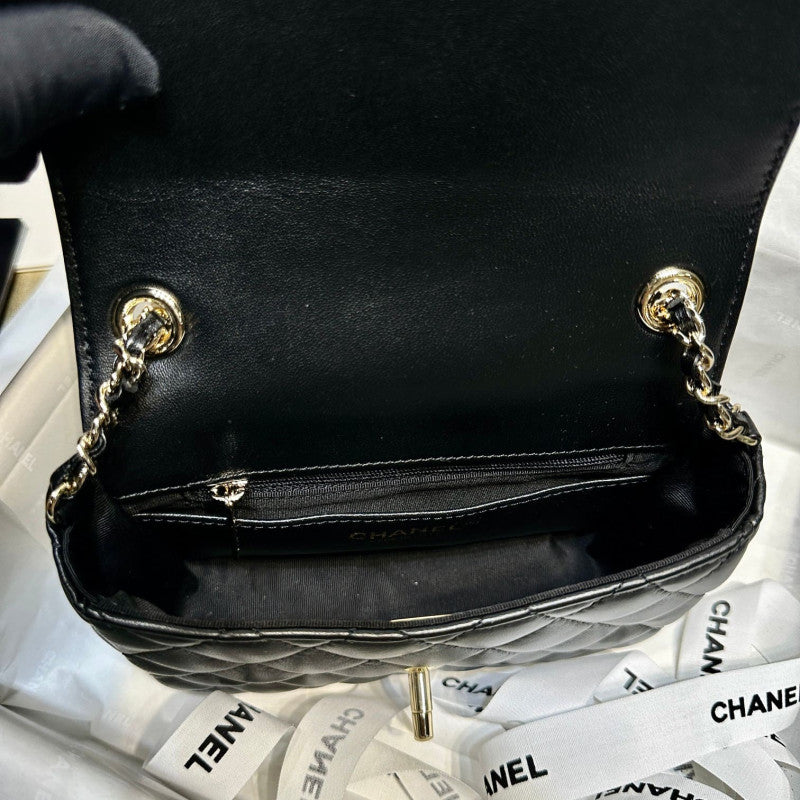 Mini Flap Bag in Black Lambskin AS3782