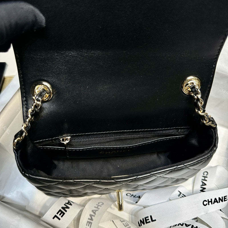Mini Flap Bag in Black Lambskin AS3782