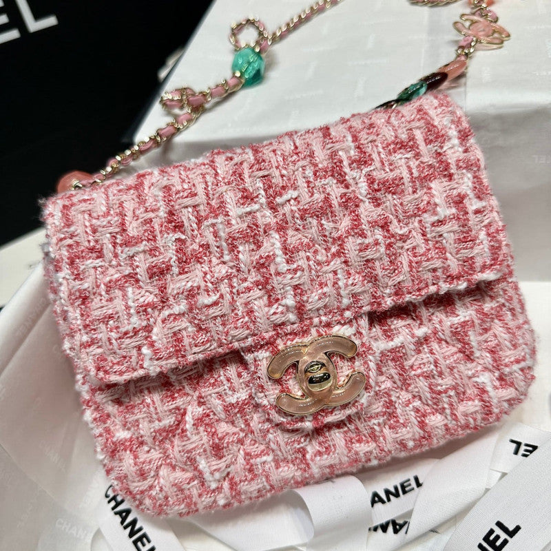 Mini Flap Bag in Pink Tweed AS3782