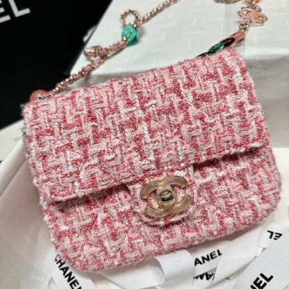Mini Flap Bag in Pink Tweed AS3782