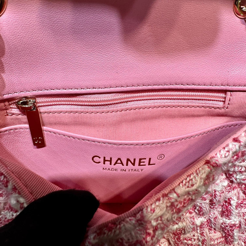 Mini Flap Bag in Pink Tweed AS3782