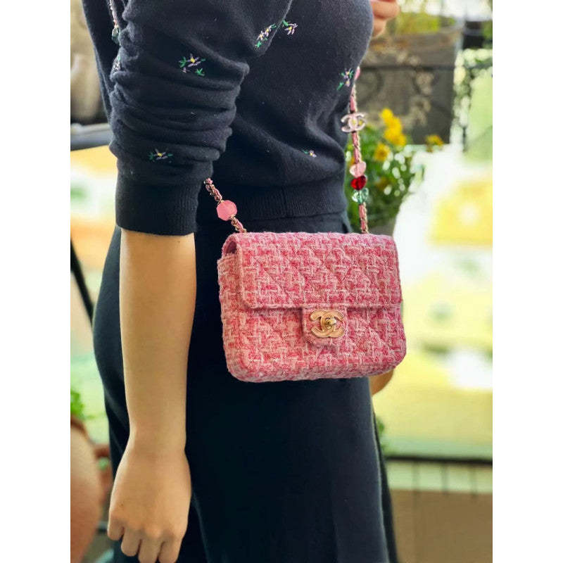 Mini Flap Bag in Pink Tweed AS3782