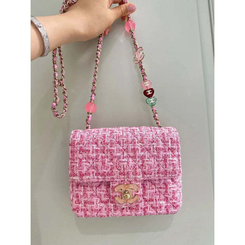 Mini Flap Bag in Pink Tweed AS3782