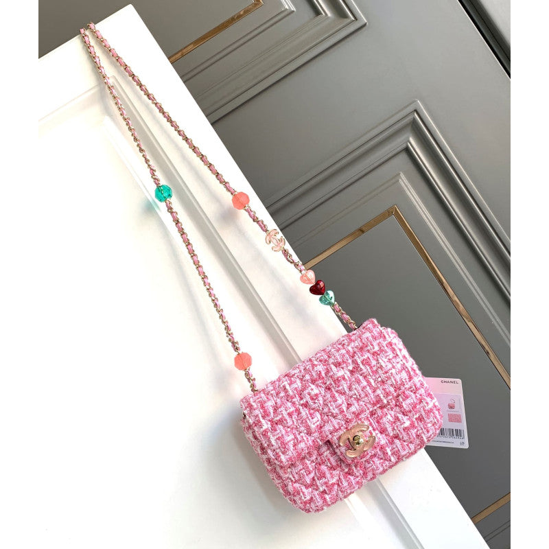 Mini Flap Bag in Pink Tweed AS3782
