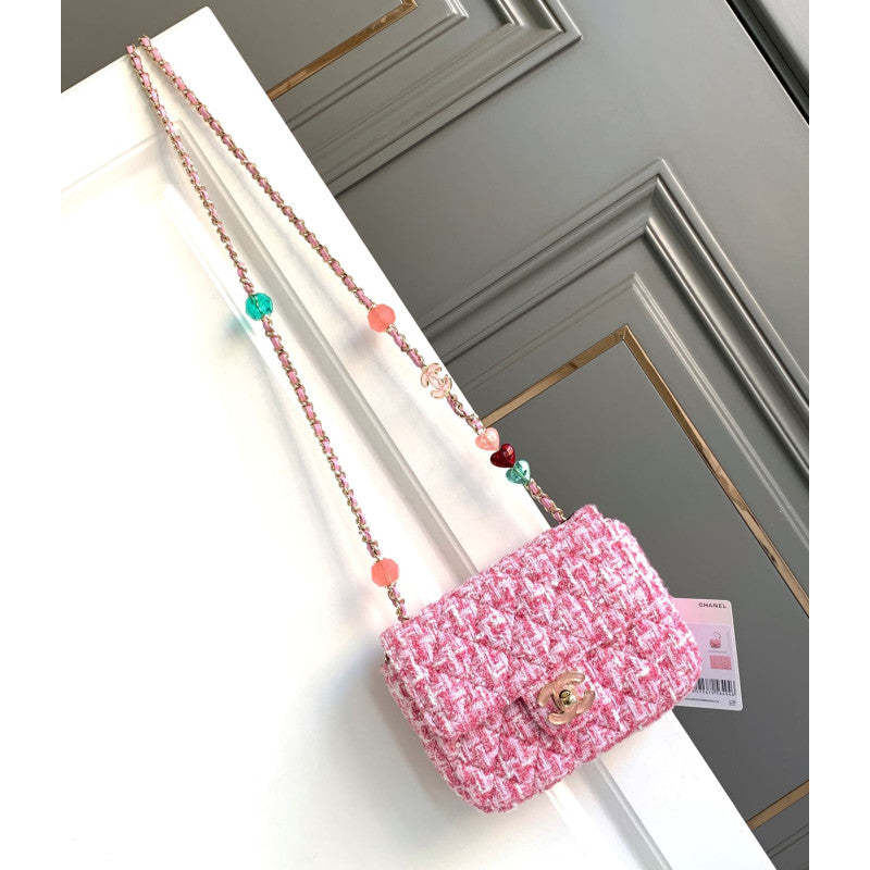Mini Flap Bag in Pink Tweed AS3782
