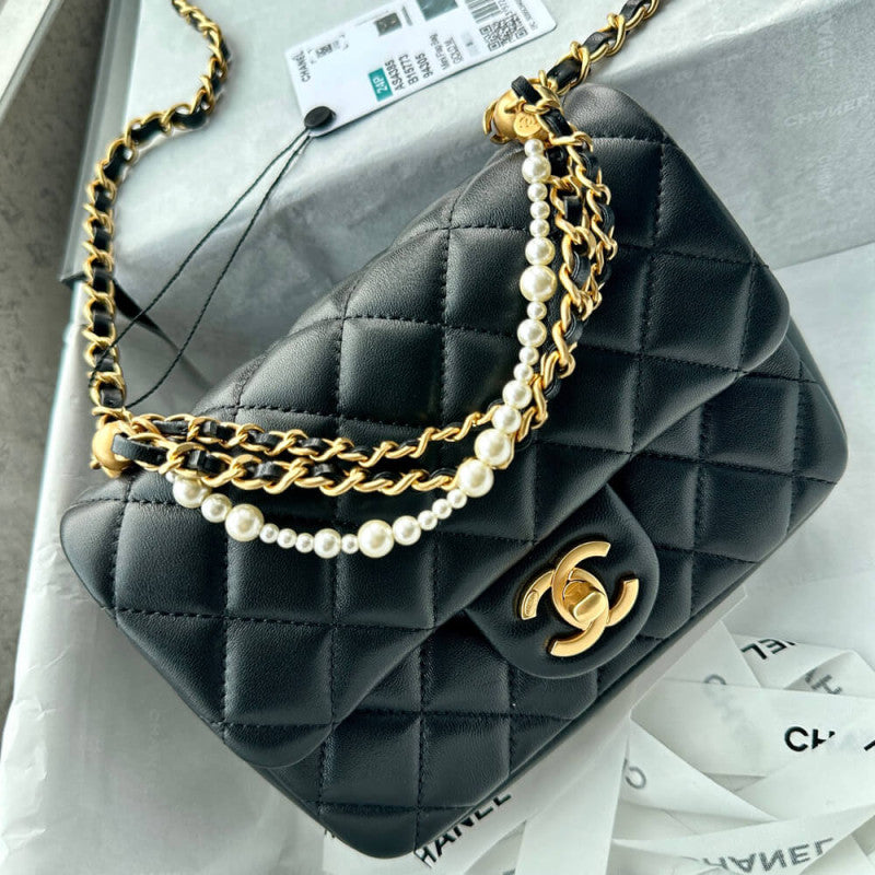 Mini Flap Bag with Pearl Top Handle Chain AS4385