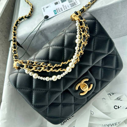 Mini Flap Bag with Pearl Top Handle Chain AS4385