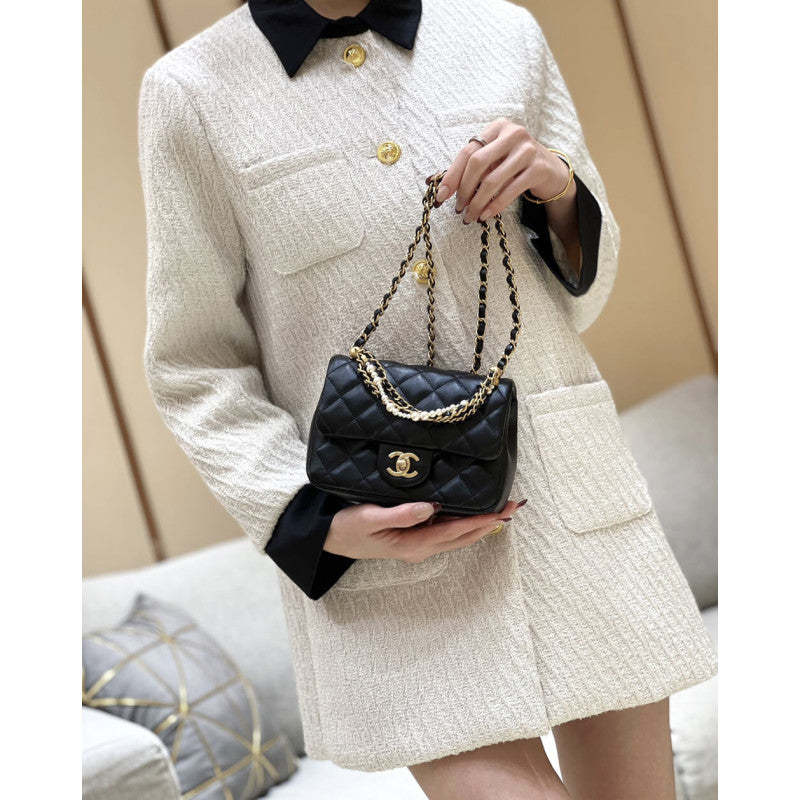 Mini Flap Bag with Pearl Top Handle Chain AS4385