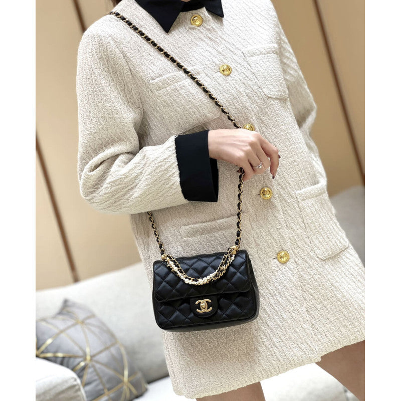 Mini Flap Bag with Pearl Top Handle Chain AS4385