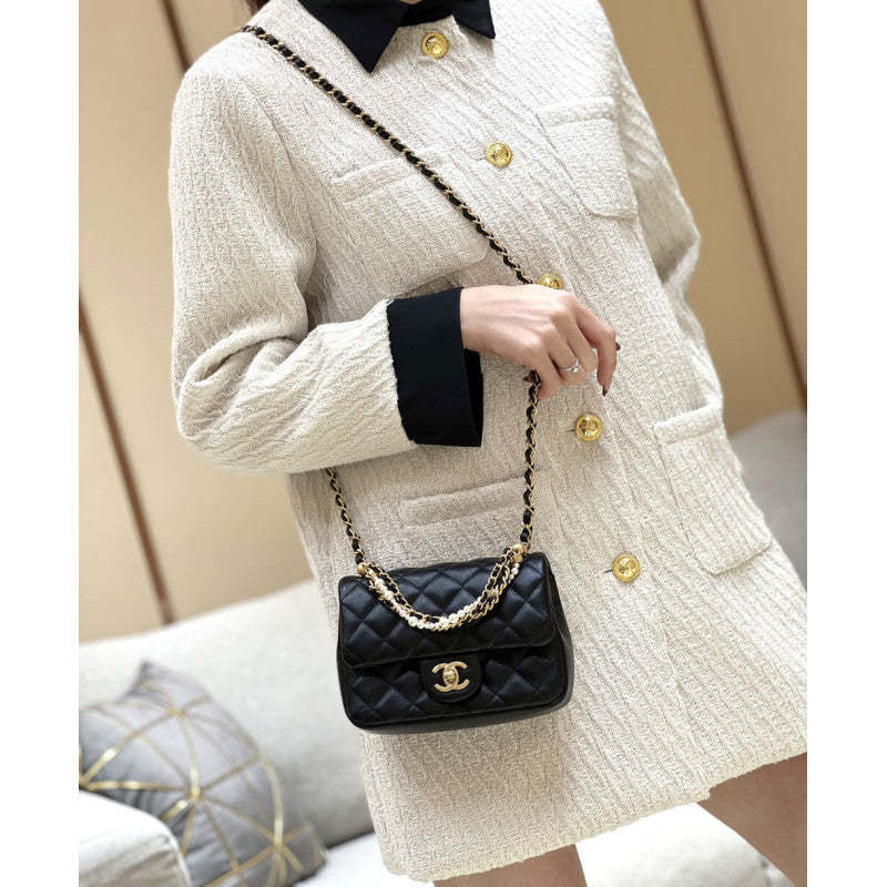 Mini Flap Bag with Pearl Top Handle Chain AS4385
